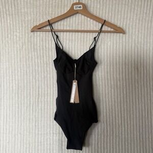 Skims Sheer Seamless Sculpt Thong Bodysuit Onyx Black Sz M NWT $64